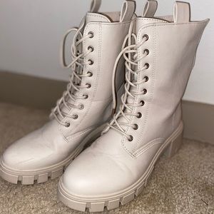 Cream combat boots